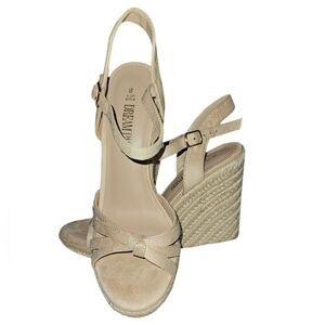 Women's Dream Pairs Nude-Suede Espadrilles Wedge Sandals Size 8 NEW